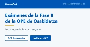 Exámenes de la Fase II de la OPE de Osakidetza: día, hora y sede de las 41 categorías, del 6 al 27 de noviembre en Las Nieves y el BEC